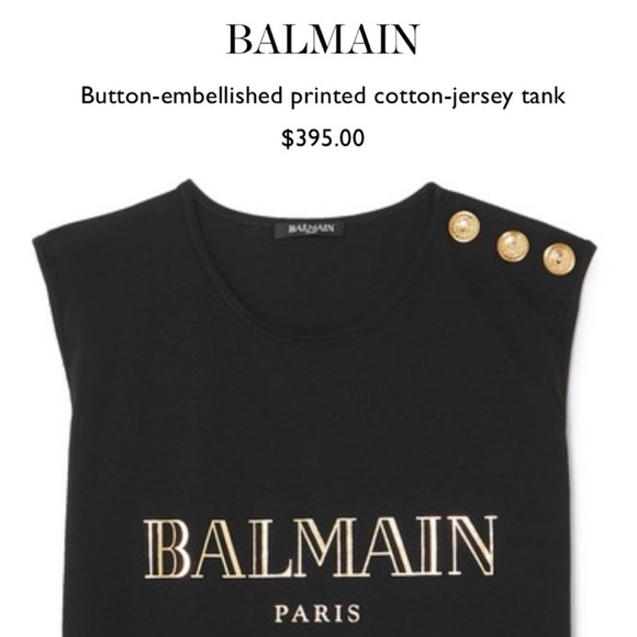 BALMAIN Tank Top Black Gold Graphic Print Heavy Gold Hardware Sleeveless Sz 36/4 - Picture 2 of 14